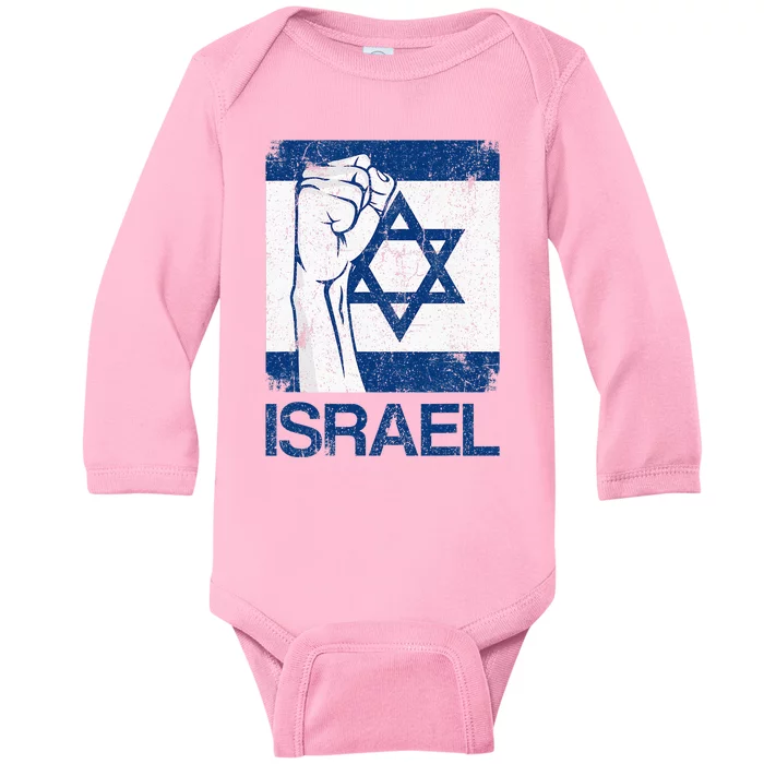 Vintage Israeli Flag Souvenir Baby Long Sleeve Bodysuit