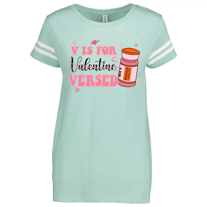 V Is For Versed Funny PACU CRNA Nurse Valentines Day Enza Ladies Jersey Football T-Shirt