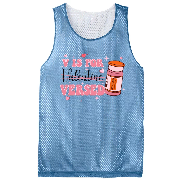 V Is For Versed Funny PACU CRNA Nurse Valentines Day Mesh Reversible Basketball Jersey Tank