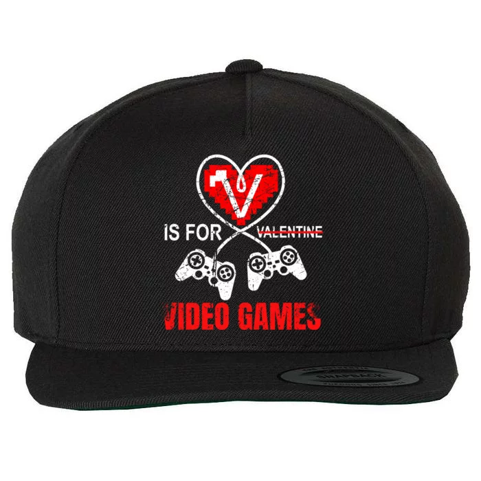 V Is For Video Games Cute Gift Valentine's Day Funny Gift Wool Snapback Cap