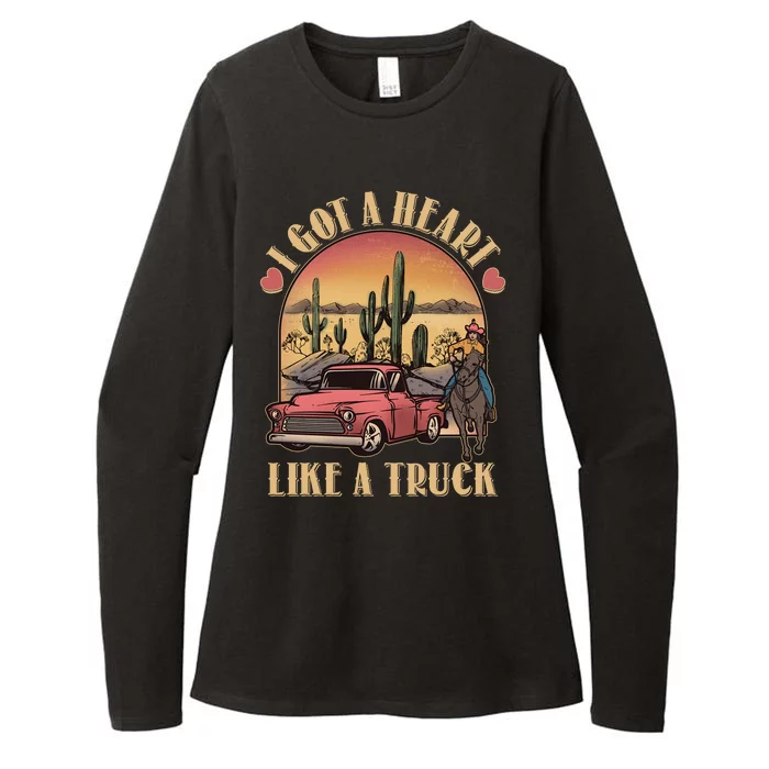 Vintage I Got A Heart Like A Truck Cowgirl Womens CVC Long Sleeve Shirt