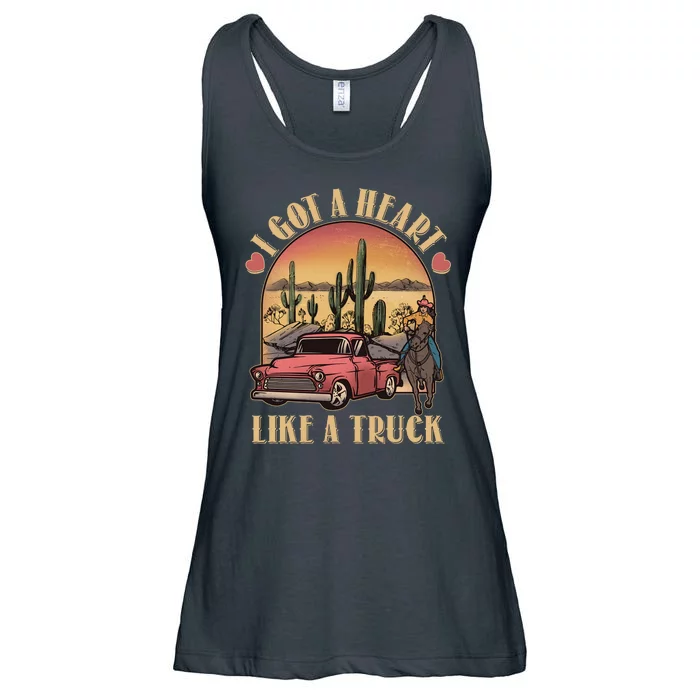 Vintage I Got A Heart Like A Truck Cowgirl Ladies Essential Flowy Tank