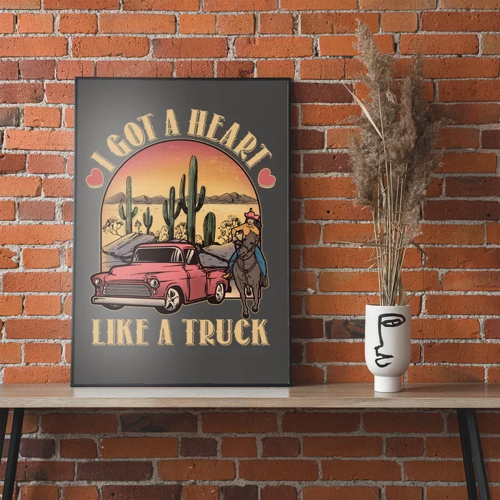 Vintage I Got A Heart Like A Truck Cowgirl Poster