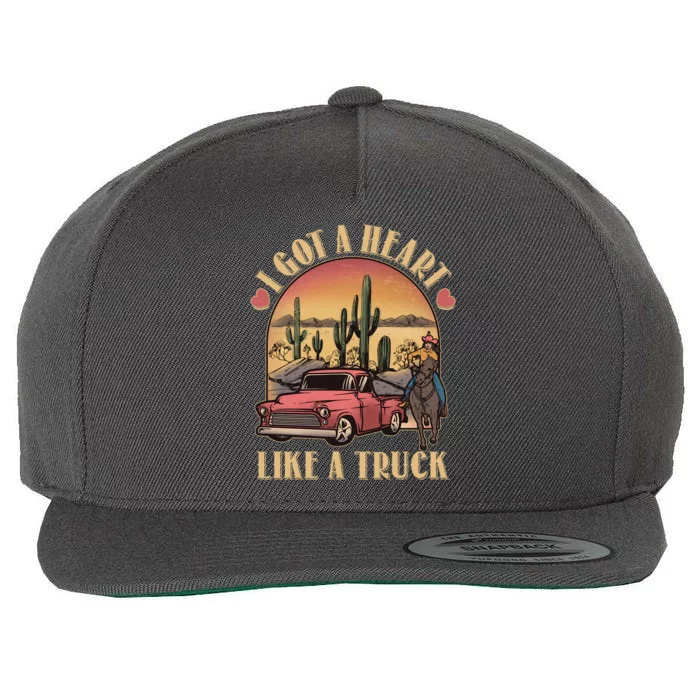 Vintage I Got A Heart Like A Truck Cowgirl Wool Snapback Cap