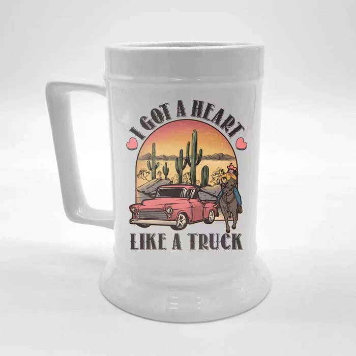 Vintage I Got A Heart Like A Truck Cowgirl Front & Back Beer Stein