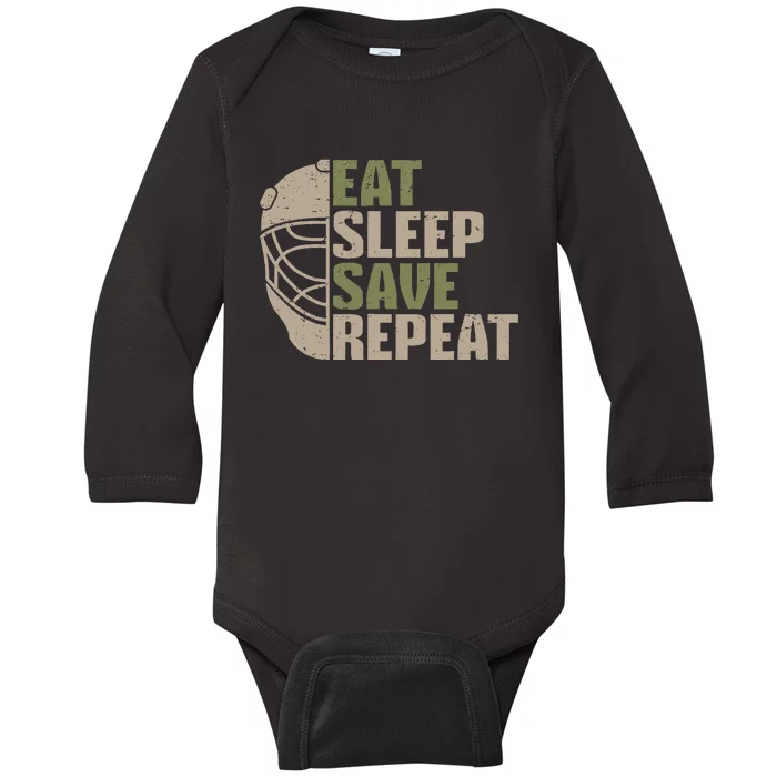 Vintage Ice Hockey Goalie Baby Long Sleeve Bodysuit