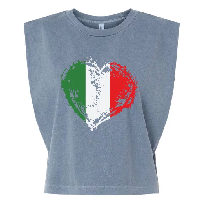 Vintage Italy Heart Shape Italian Flag Stylish Design Garment-Dyed Women's Muscle Tee