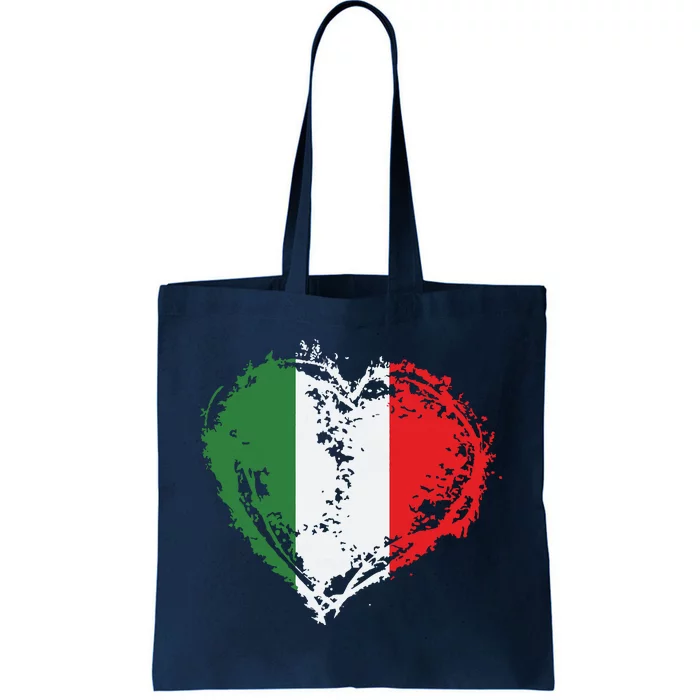 Vintage Italy Heart Shape Italian Flag Stylish Design Tote Bag