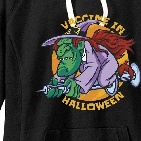 Vaccine In Halloween Witch Women's Fleece Hoodie