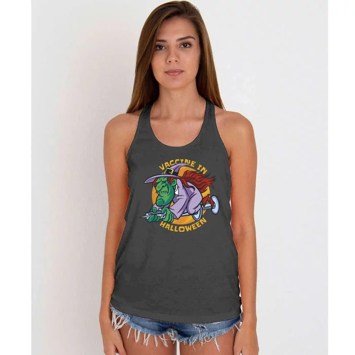 Vaccine In Halloween Witch Women's Knotted Racerback Tank