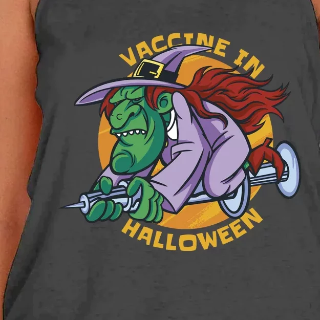 Vaccine In Halloween Witch Women's Knotted Racerback Tank