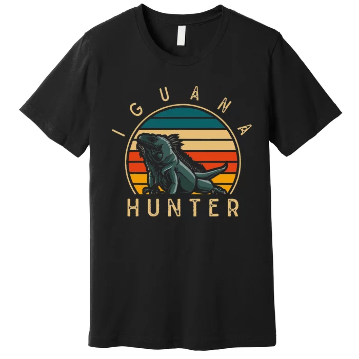 Vintage Iguana Hunter Funny Reptile Lover Premium T-Shirt