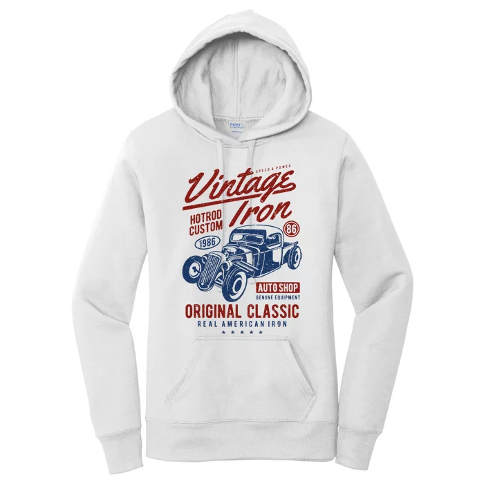 Vintage Iron Hot Rod Custom Original Classic Women's Pullover Hoodie