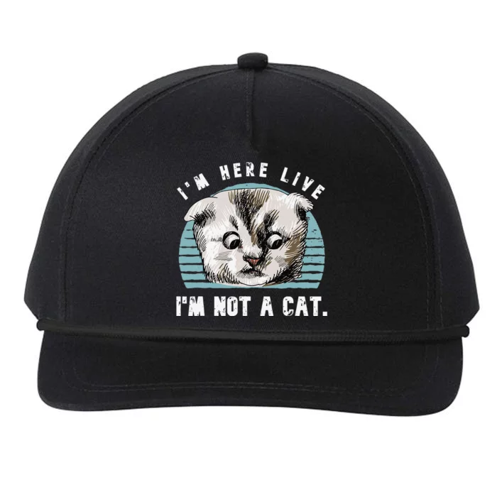 Vintage Im Here Live Im Not A Cat Funny Cats Lovers Gift Snapback Five-Panel Rope Hat