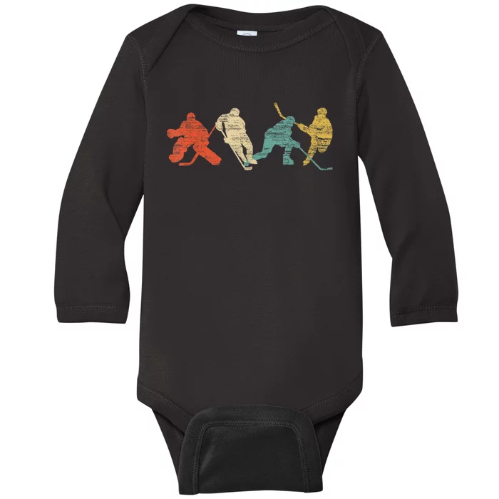 Vintage Ice Hockey Gift Baby Long Sleeve Bodysuit