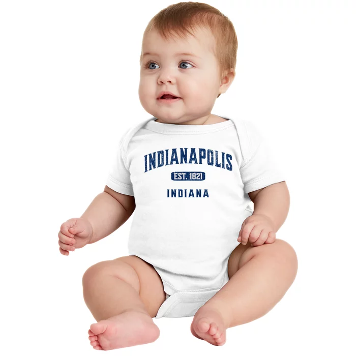 Visit Indianapolis Indiana Vintage Athletic Souvenir Baby Bodysuit