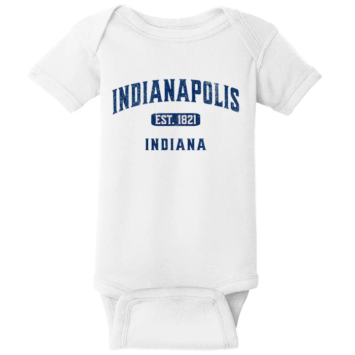 Visit Indianapolis Indiana Vintage Athletic Souvenir Baby Bodysuit