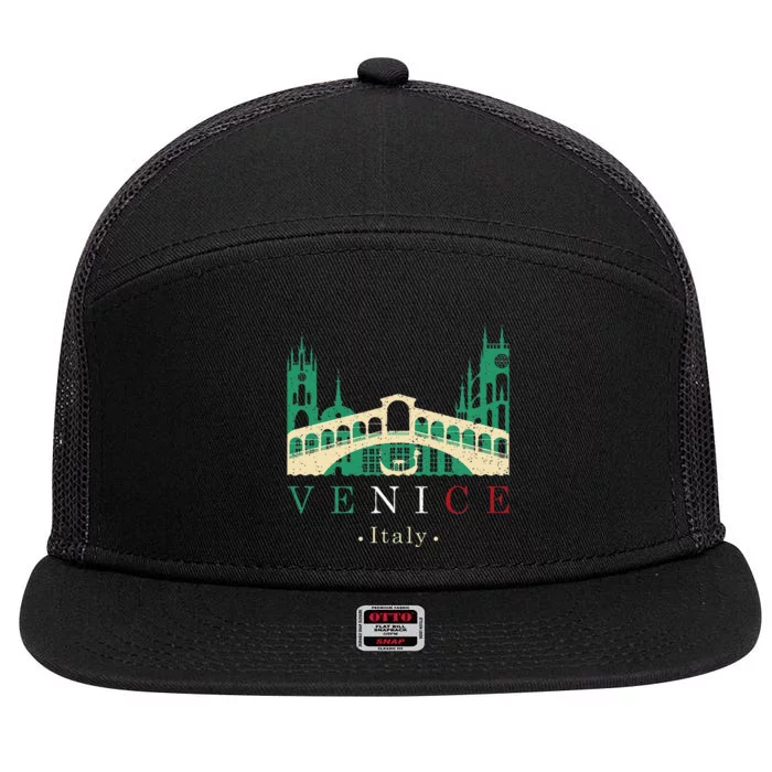 Venice Italy Iconic Gondola Rialto Bridge Ponte Di Rialto 7 Panel Mesh Trucker Snapback Hat