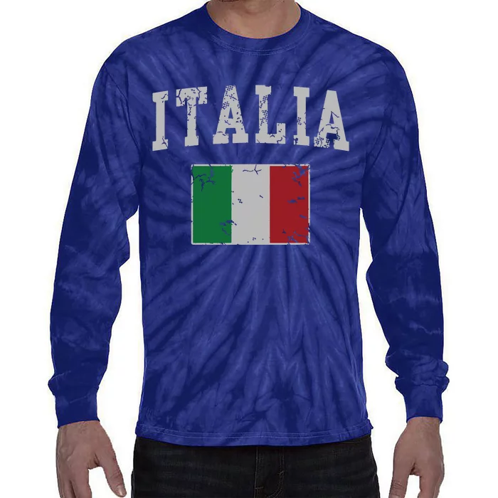 Vintage Italia Italian Flag Italy Men Women Kids Tie-Dye Long Sleeve Shirt