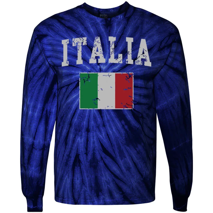 Vintage Italia Italian Flag Italy Men Women Kids Tie-Dye Long Sleeve Shirt