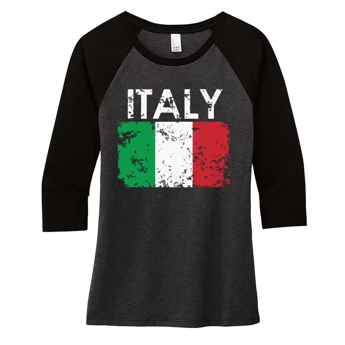 Vintage Italian Italy Flag Pride Gift Women's Tri-Blend 3/4-Sleeve Raglan Shirt