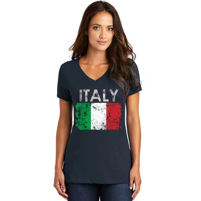 Vintage Italy Italia Italian Flag Pride Gift Women's V-Neck T-Shirt