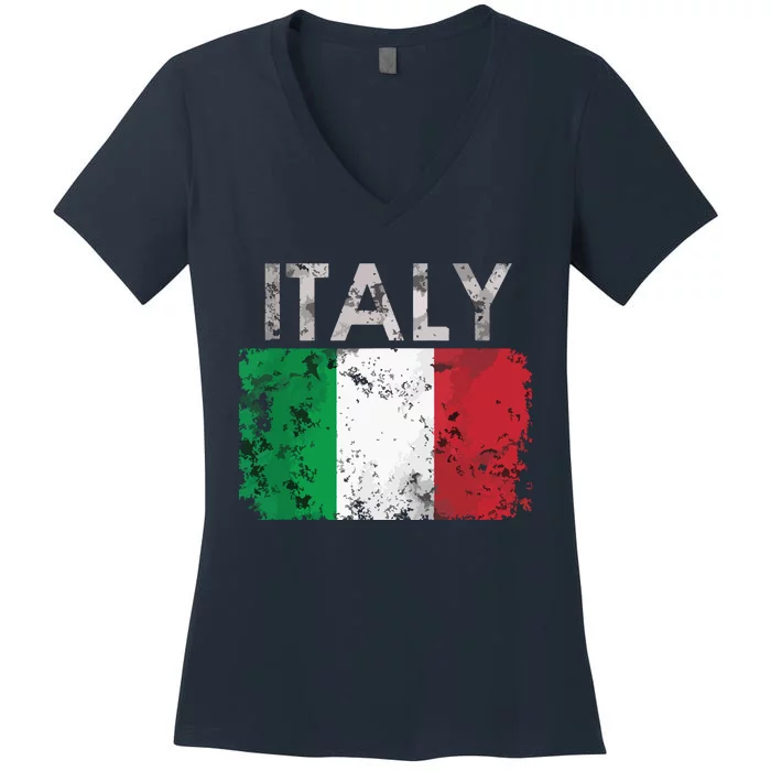 Vintage Italy Italia Italian Flag Pride Gift Women's V-Neck T-Shirt