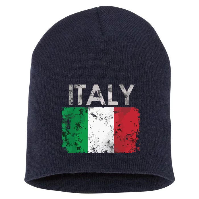 Vintage Italy Italia Italian Flag Pride Gift Short Acrylic Beanie