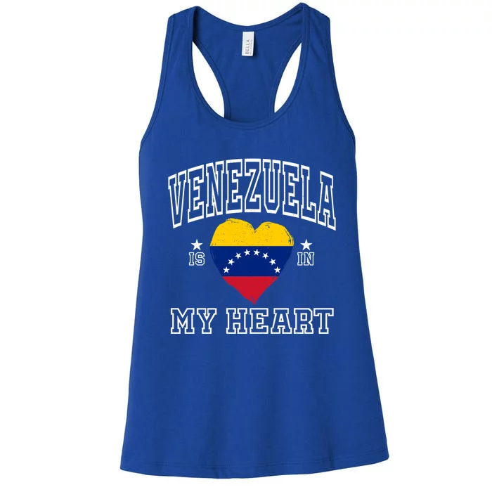 Venezuela Is In My Heart Proud Flag Athletic Souvenir Gift Women's Racerback Tank