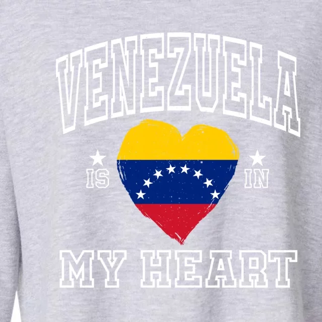 Venezuela Is In My Heart Proud Flag Athletic Souvenir Gift Cropped Pullover Crew