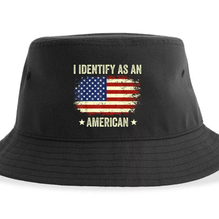 Vintage I Identify As An American Proud American Sustainable Bucket Hat