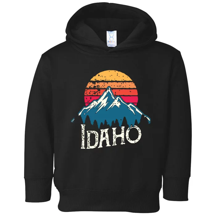 Vintage Idaho Id Mountains Outdoor Wildness Retro Toddler Hoodie