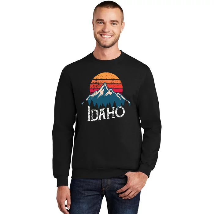 Vintage Idaho Id Mountains Outdoor Wildness Retro Tall Sweatshirt