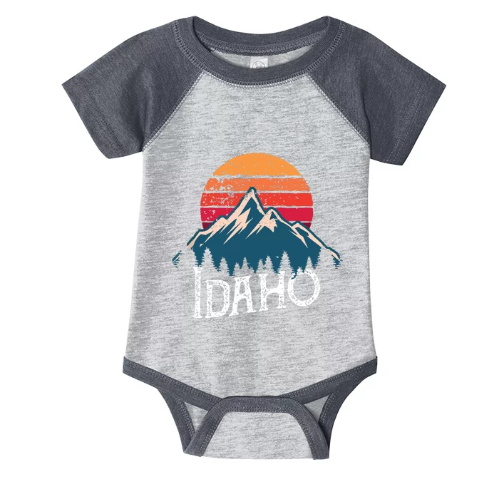 Vintage Idaho Id Mountains Outdoor Wildness Retro Infant Baby Jersey Bodysuit