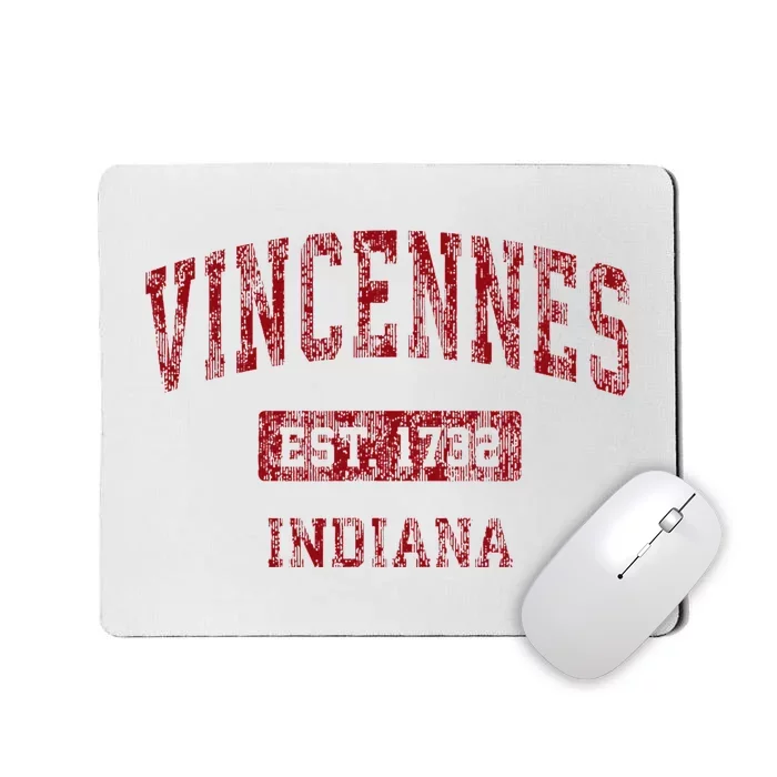 Vincennes Indiana In Vintage Sports Design Red Design Mousepad