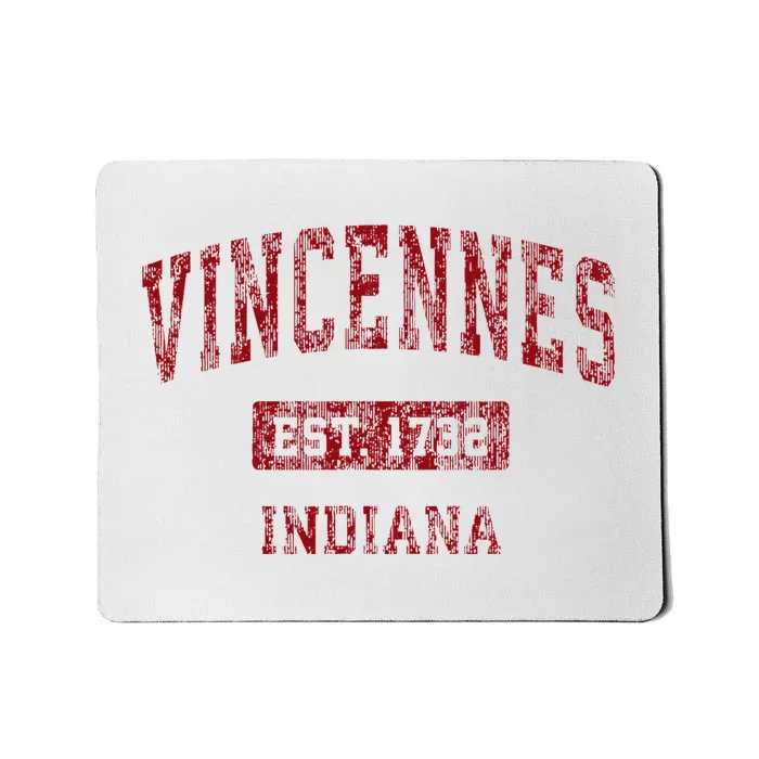 Vincennes Indiana In Vintage Sports Design Red Design Mousepad