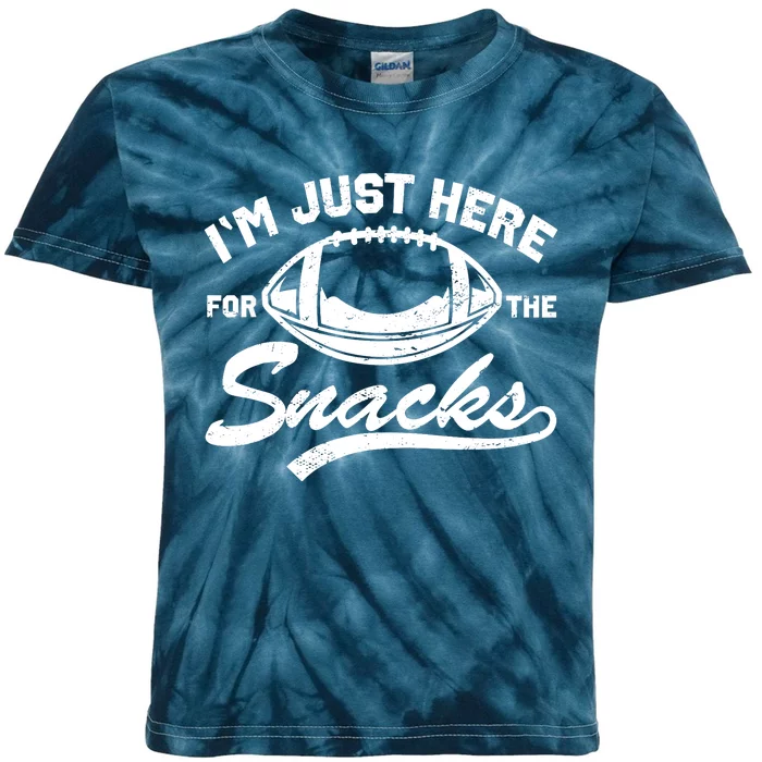 Vintage I'm Just Here For The Snacks Fantasy Football Kids Tie-Dye T-Shirt