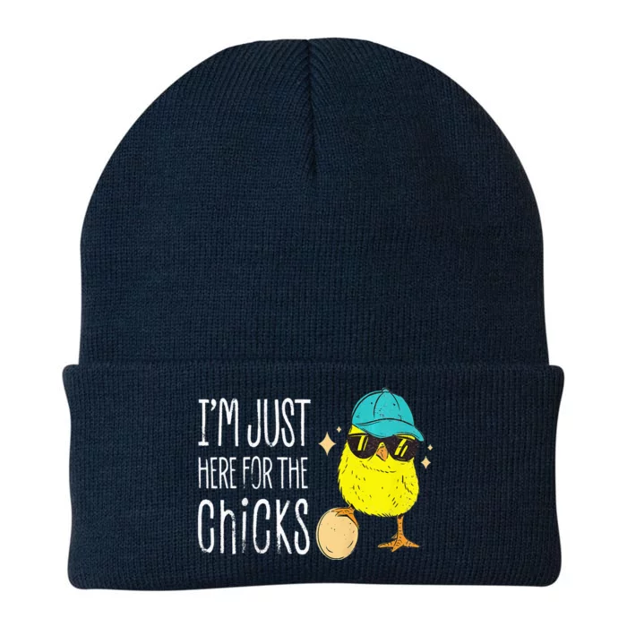 Vintage I'm Just Here For The Chicks Cute Easter Knit Cap Winter Beanie