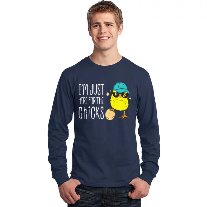 Vintage I'm Just Here For The Chicks Cute Easter Tall Long Sleeve T-Shirt