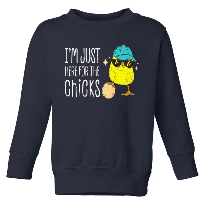 Vintage I'm Just Here For The Chicks Cute Easter Toddler Sweatshirt