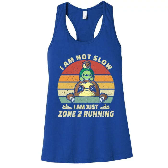 Vintage Im Just Zone 2 Running Funny Sloth Slow Runner Team Gift Women's Racerback Tank