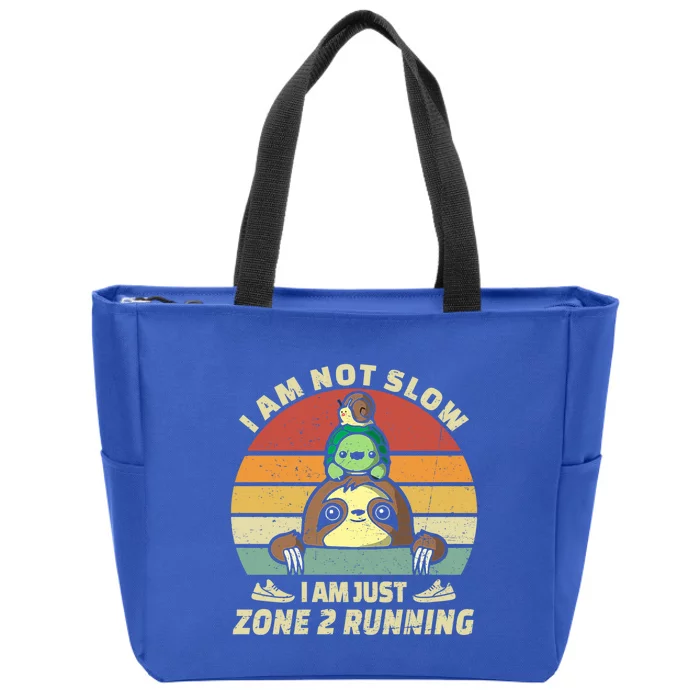 Vintage Im Just Zone 2 Running Funny Sloth Slow Runner Team Gift Zip Tote Bag