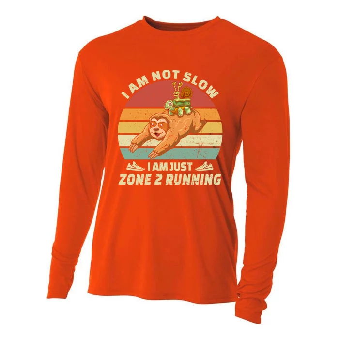 Vintage Im Just Zone 2 Running Sloth Slow Runner Team Great Gift Cooling Performance Long Sleeve Crew