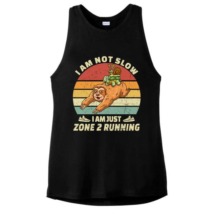 Vintage Im Just Zone 2 Running Sloth Slow Runner Team Great Gift Ladies Tri-Blend Wicking Tank