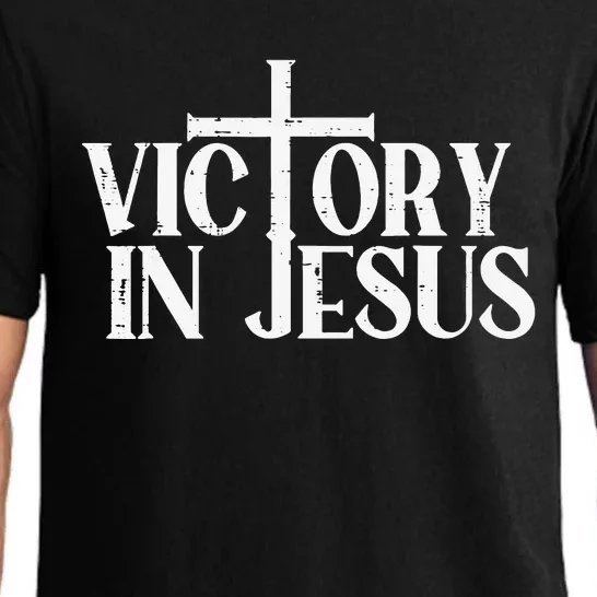 Victory In Jesus Cross God Faith Christian Pajama Set