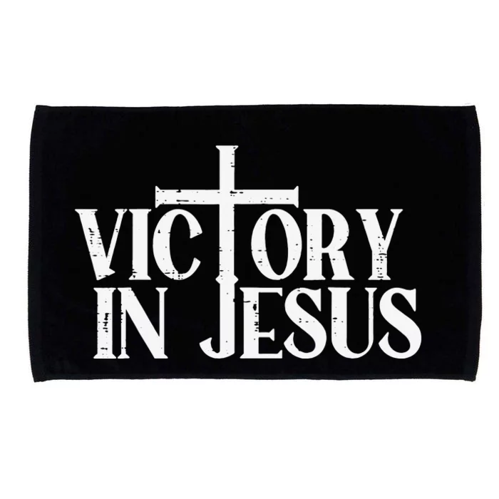 Victory In Jesus Cross God Faith Christian Microfiber Hand Towel