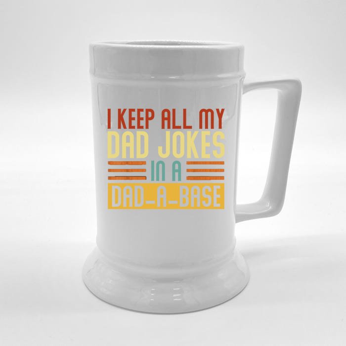 Vintage I Keep All My Dad Jokes In A Dadmeaningful Giftameaningful Giftbase Dad Front & Back Beer Stein