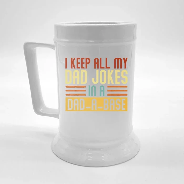 Vintage I Keep All My Dad Jokes In A Dadmeaningful Giftameaningful Giftbase Dad Front & Back Beer Stein