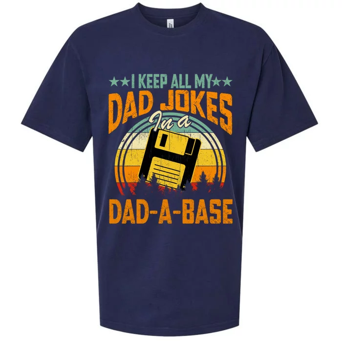 Vintage I Keep All My Dad Jokes In A Dadgiftagiftbase Funny Dad Funny Gift Sueded Cloud Jersey T-Shirt