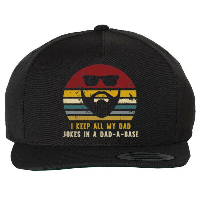 Vintage I Keep All My Dad Jokes In A Dadgiftagiftbase Rad Dad Cool Gift Wool Snapback Cap